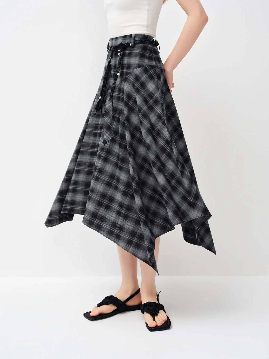 Premium Irregular Plaid A-Line Skirt