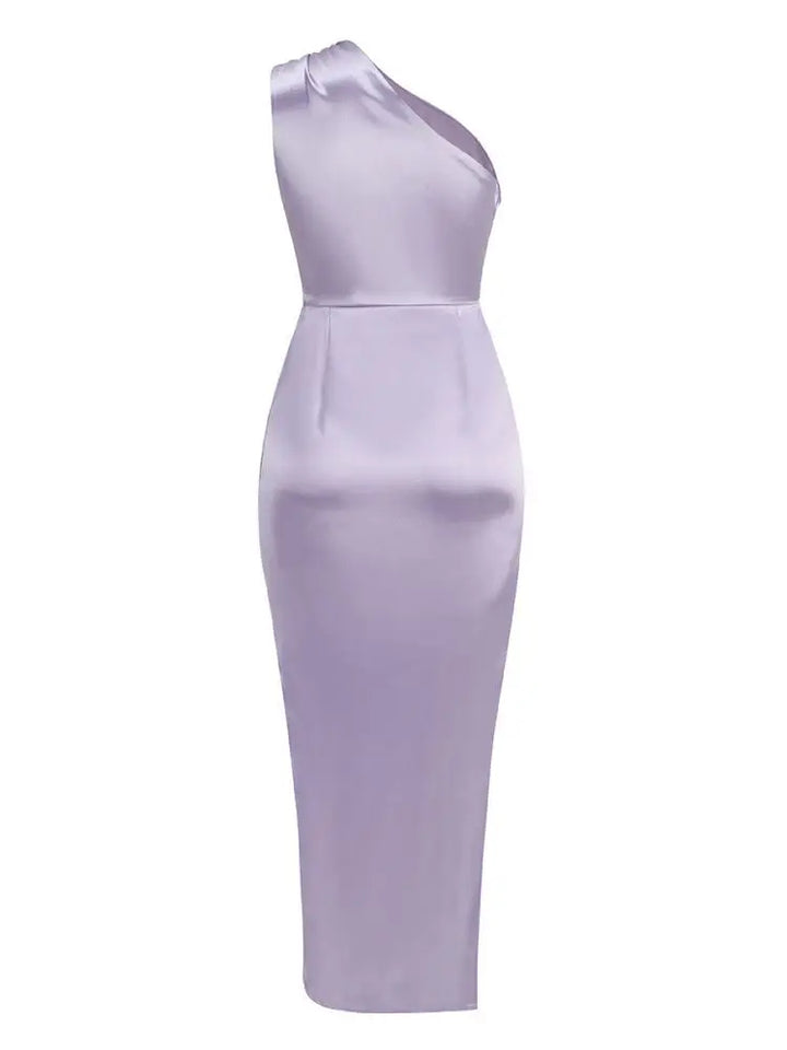 Oblique Shoulder High Fork Dress