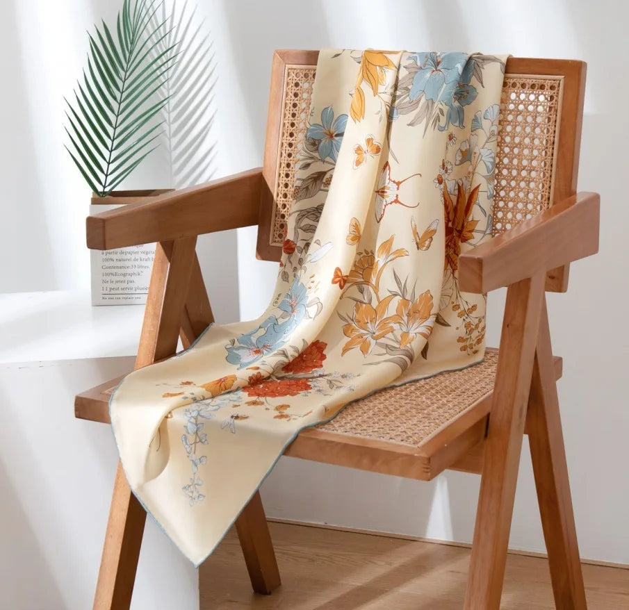 Chinese Style Mulberry Silk Square Scarf