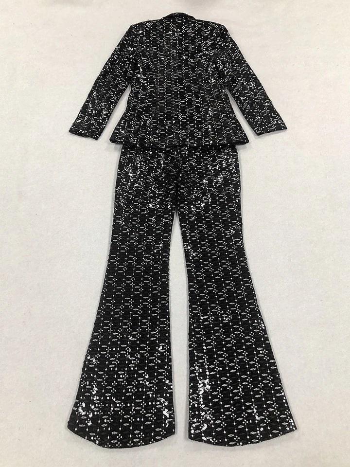 Single Button Shiny Sequins Suits