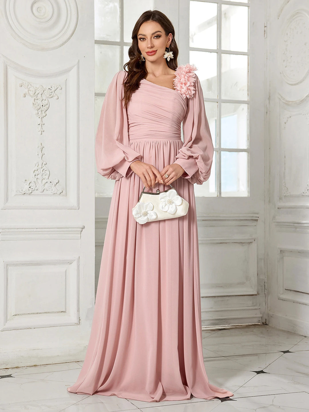Embellished Neckline Bridesmaid Dress