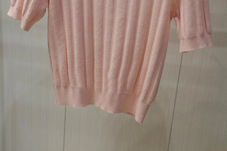 Elegant Diamond Knit Pullover Top