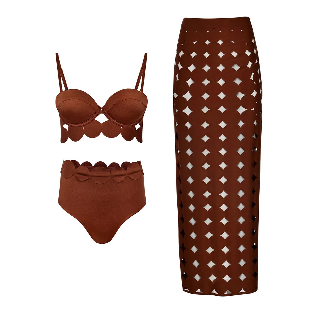 Stylish Hollow Laser Cut Bikini Set