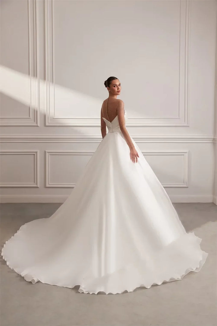 Regal Netting A-Line Wedding Ball Gown