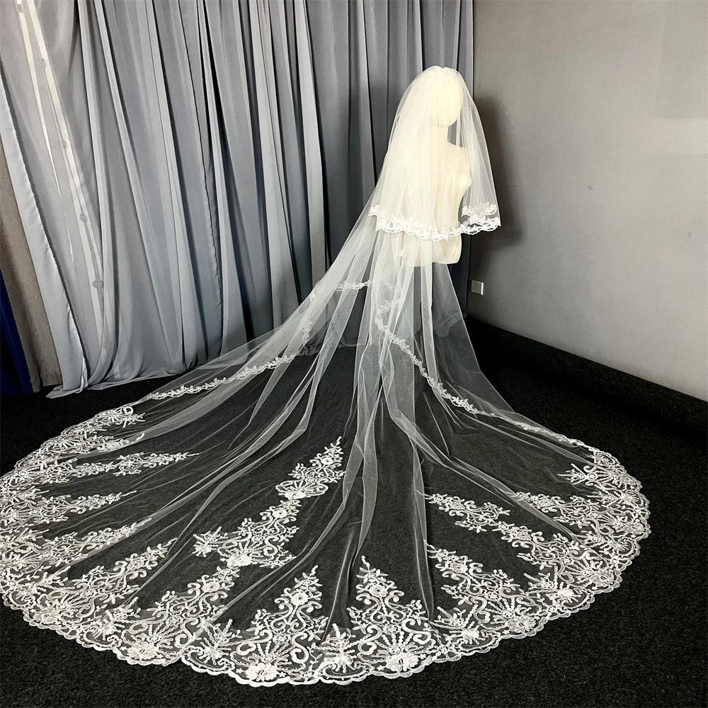 Stunning Lace Appliqué Bridal Veil