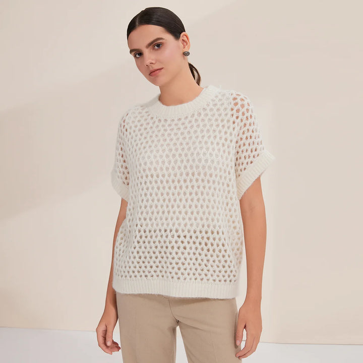 Stylish Crew Neck Crochet Jumper