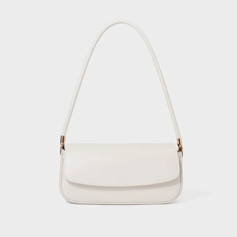 Sleek Leather Hobo Baguette Bag