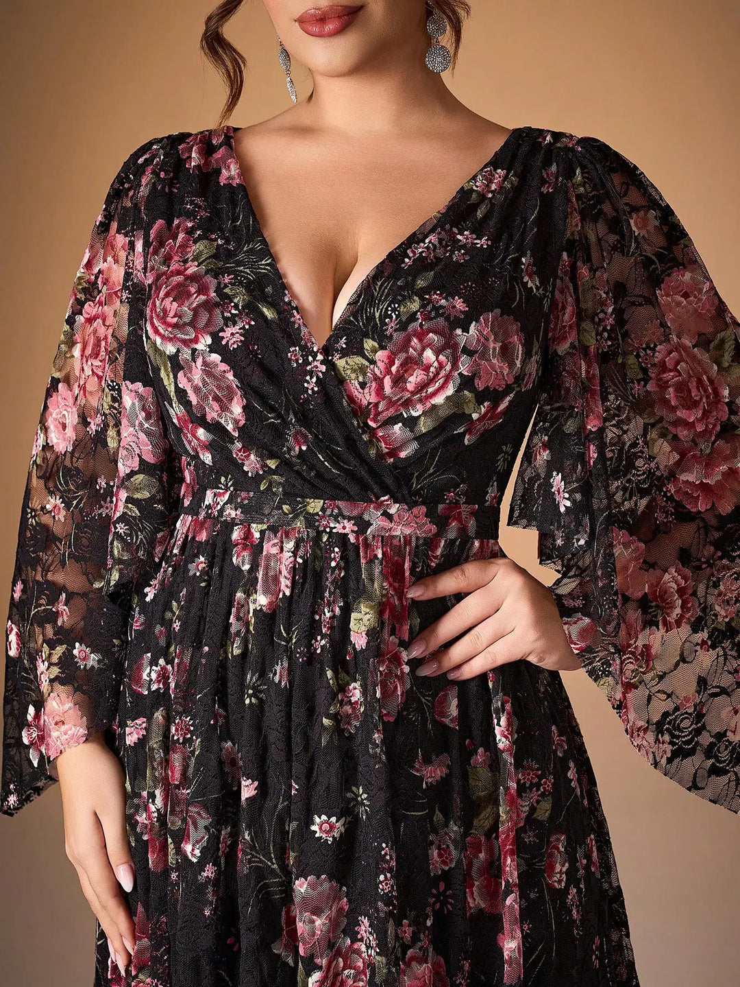 Cross-Printed Wide-swing Evening Dress