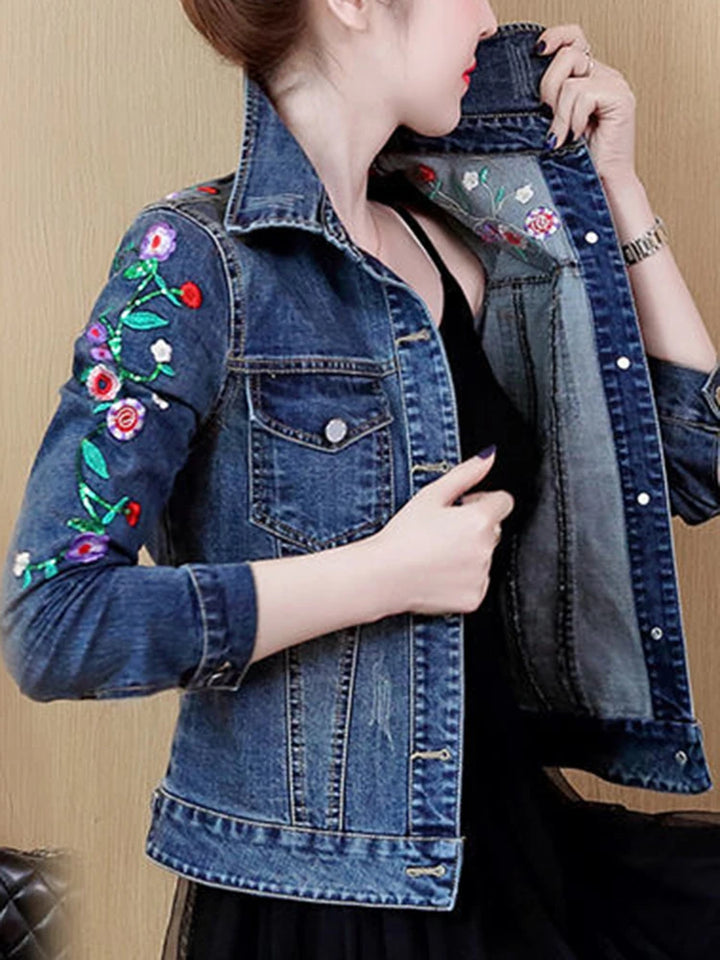 Tasteful Embroidered Short Denim Jacket