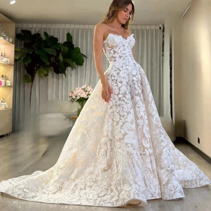 Sparkly Bohemian Lace Bridal Dress