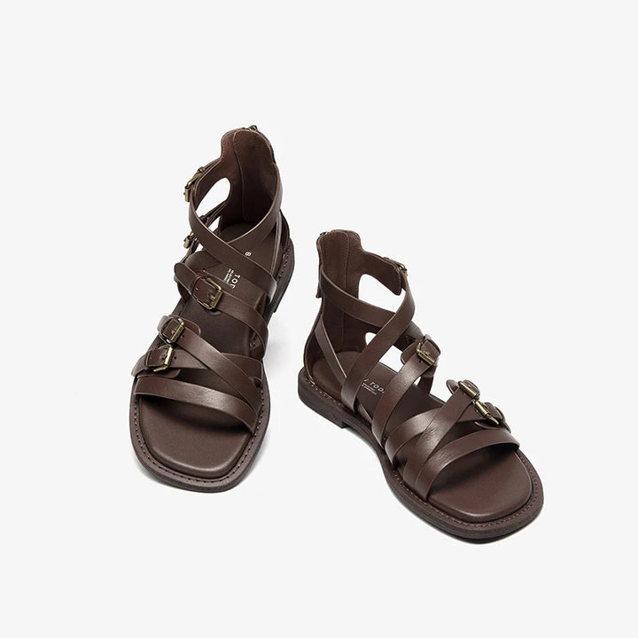 Stylish Cross-Tied Zip-Back Flats Shoes