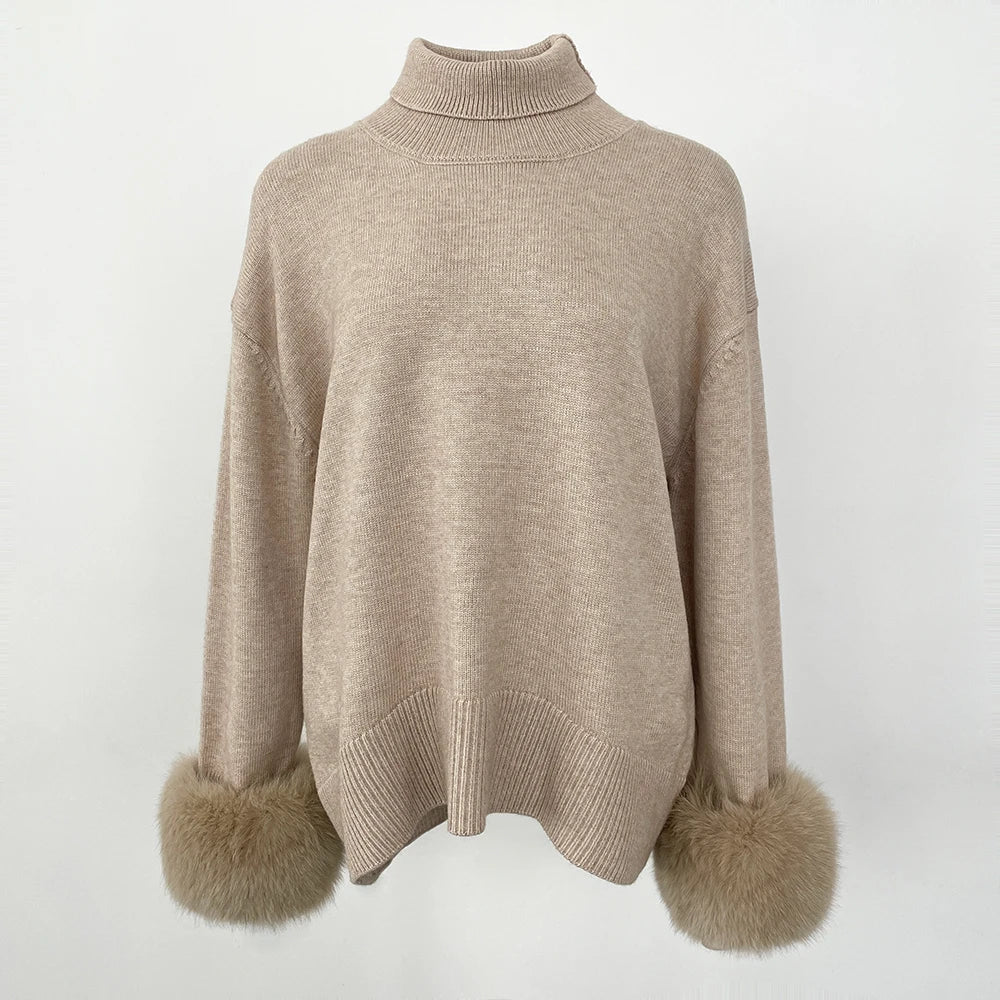Stylish Standup Collar Loose Knitted Jumper