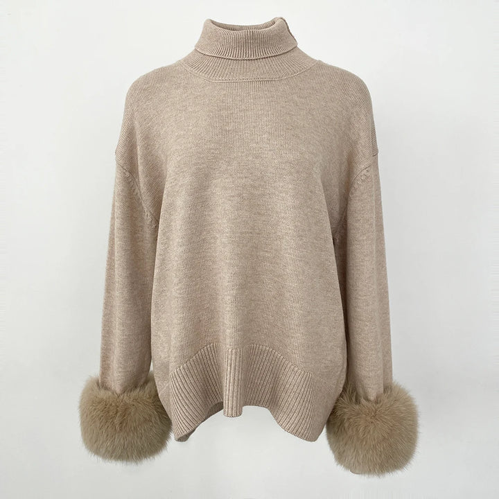 Stylish Standup Collar Loose Knitted Jumper
