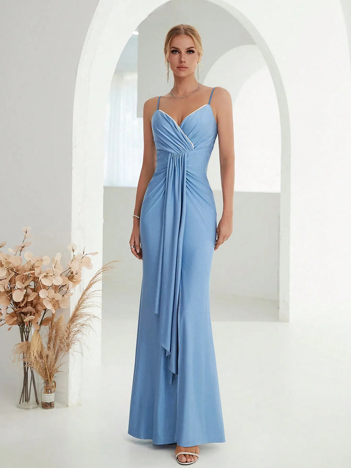 Smart Chest Ribbon Slit Dress