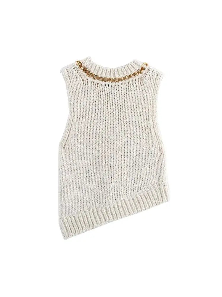 Fashionable Asymmetric Knit Vest