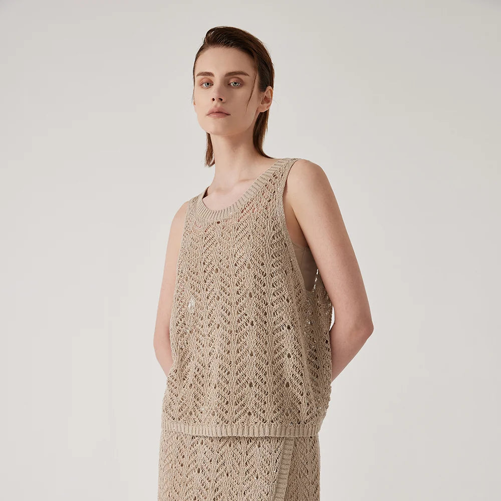 Elegant Linen Knit Tank Top