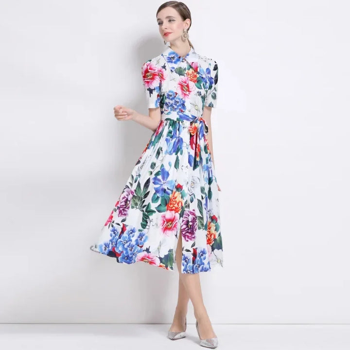 Sweet Floral Printed Midi Dress