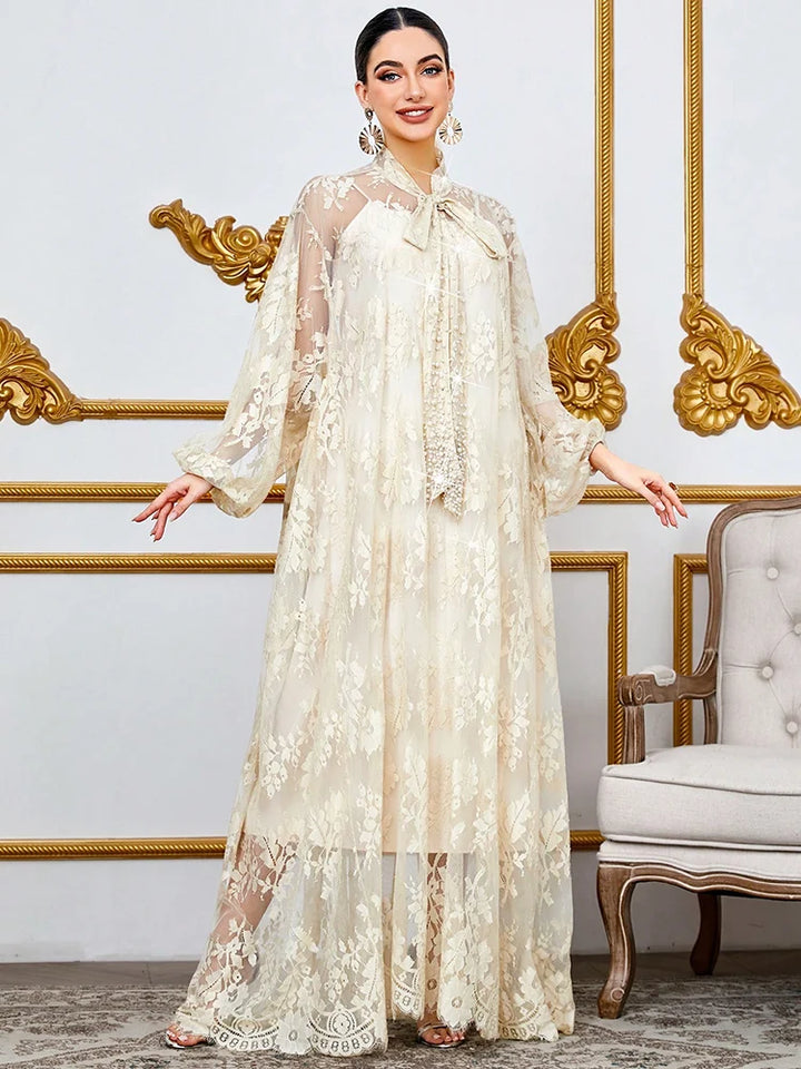 Sweet Spaghetti Strap Tie Waist 2-Piece Dress