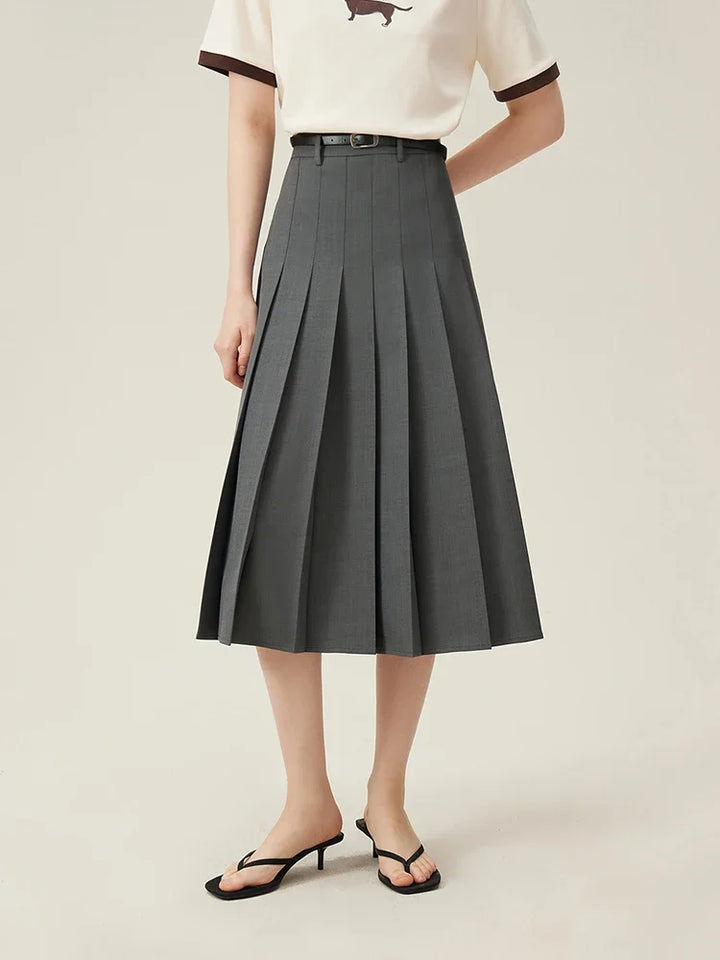 Refined Zipper Waist Long Skirt
