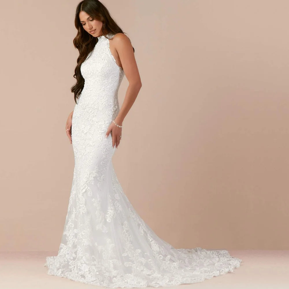 Beautiful Scalloped Collar Wedding Dress