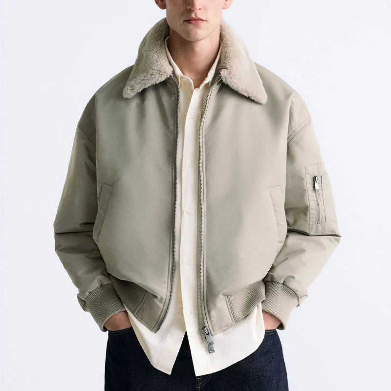 Trendy Thin Cotton Lining Pilot Coat