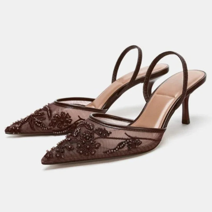 Luxury Mesh Embroider High Heels