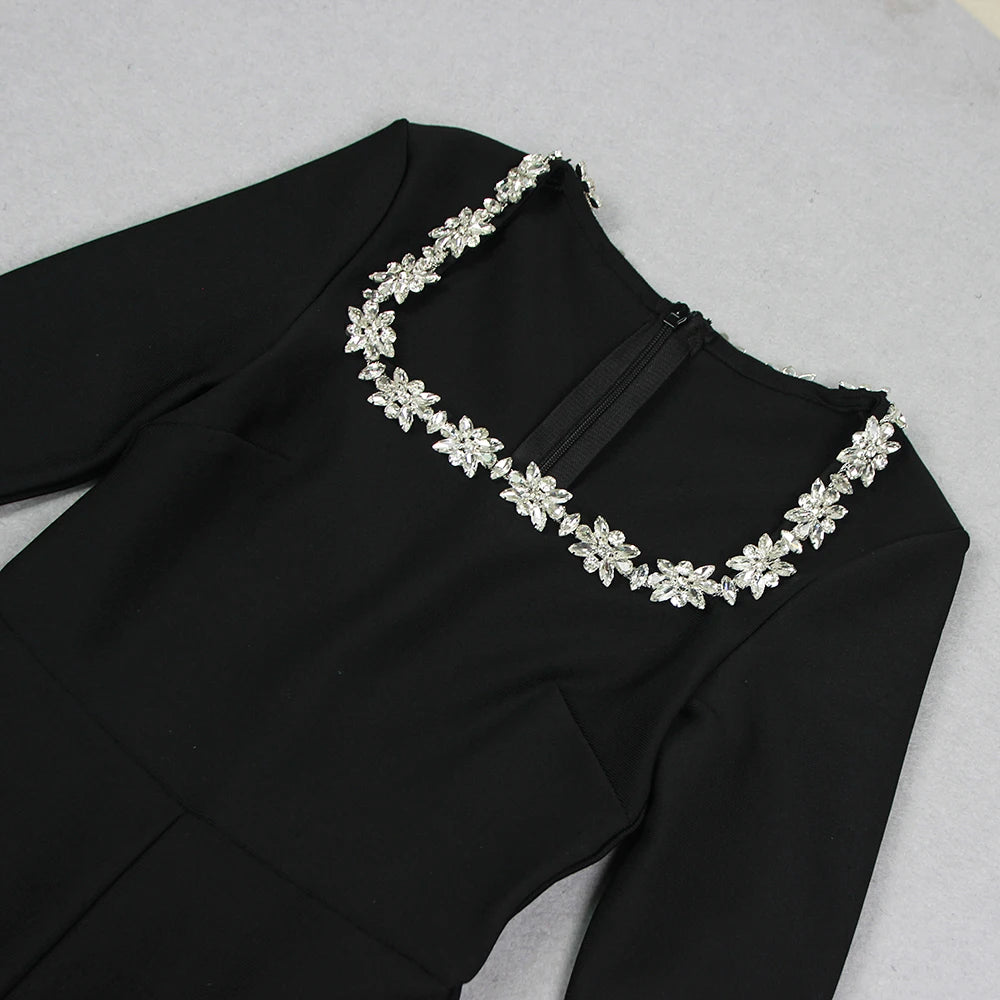 Diamonds Square Neck Elegant Jumpsuit