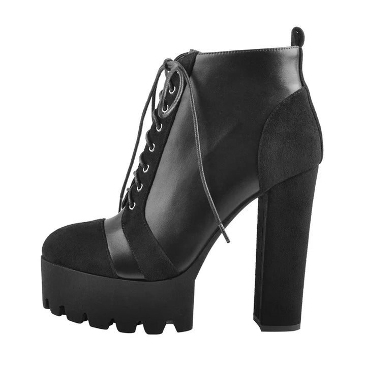 Modern Flock Thick High Heel Boots