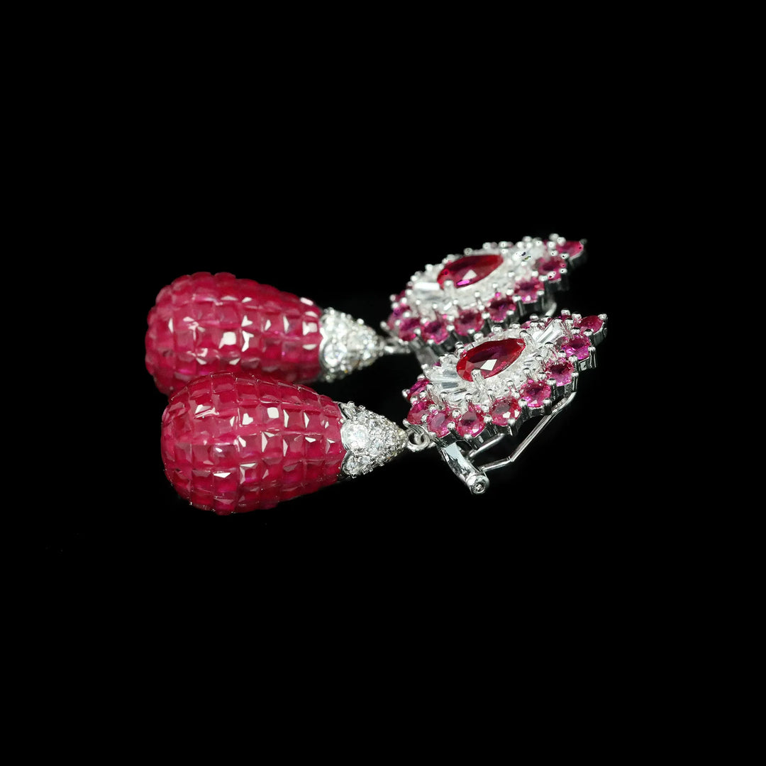 Stunning Silver Ruby Drop Earrings