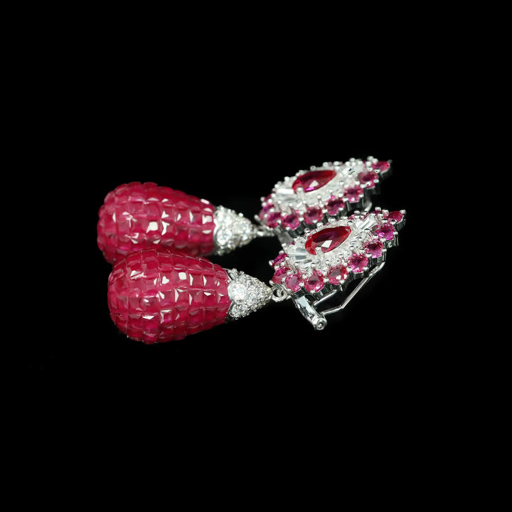 Stunning Silver Ruby Drop Earrings