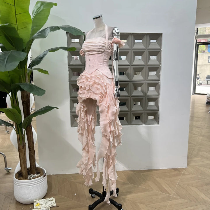 Classic Flower Ruffle Two-Pieces Dress
