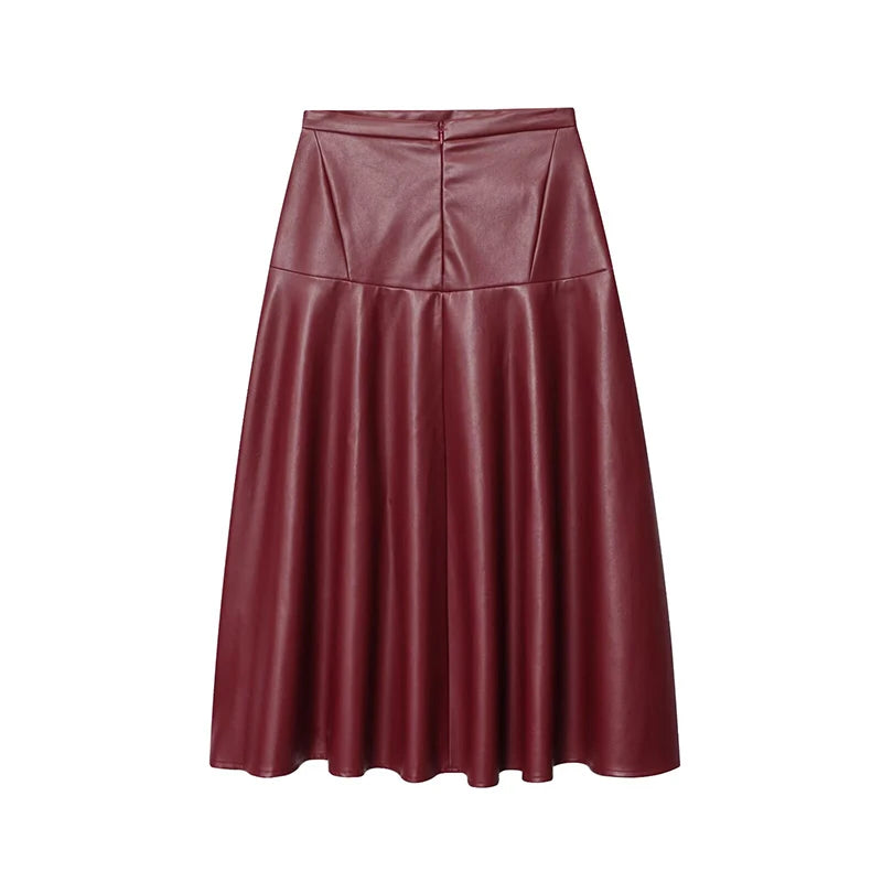 Elegant Faux Leather A-Line Skirt