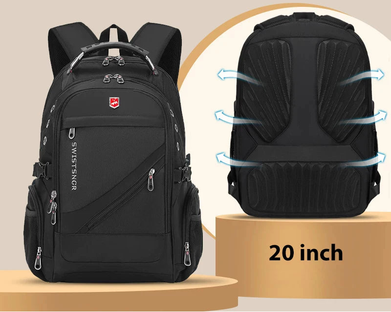 20-inch waterproof backpack back panel with raised padded airflow channel design