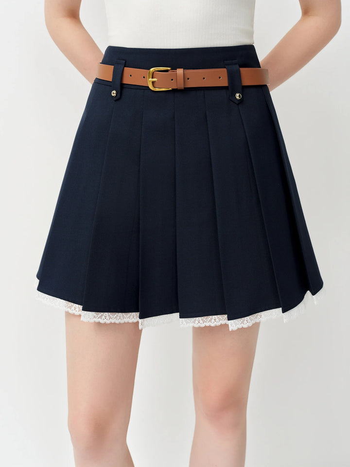 Smart Lace-Trimmed Mini Skirt