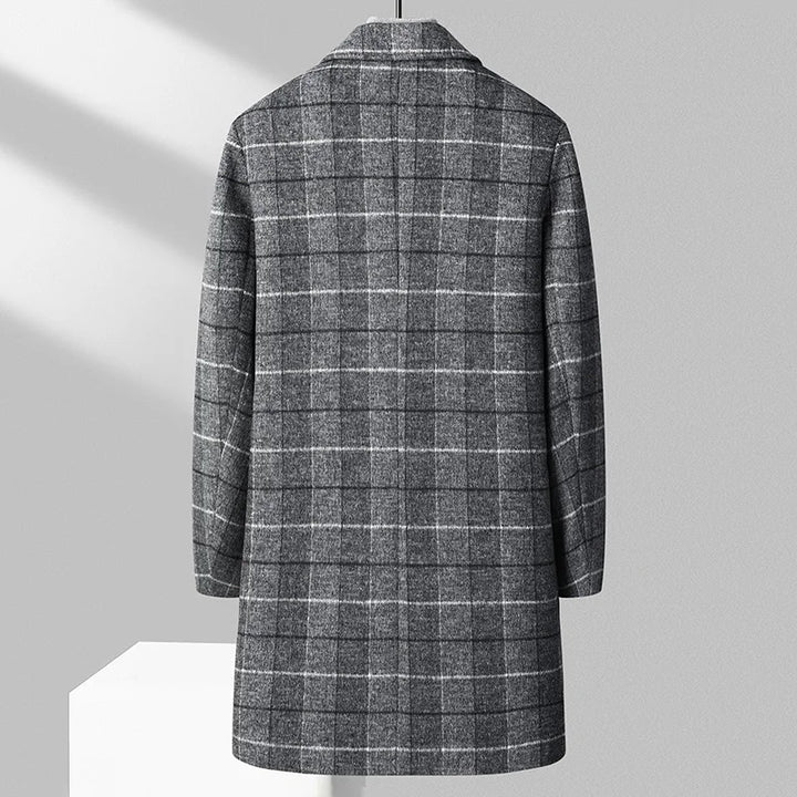 Classic Mid-Length Plaid Woolen Coat