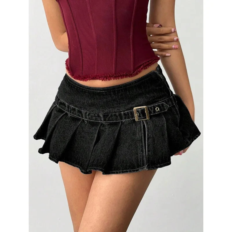 Trendy Low Waist Mini Denim Skirt