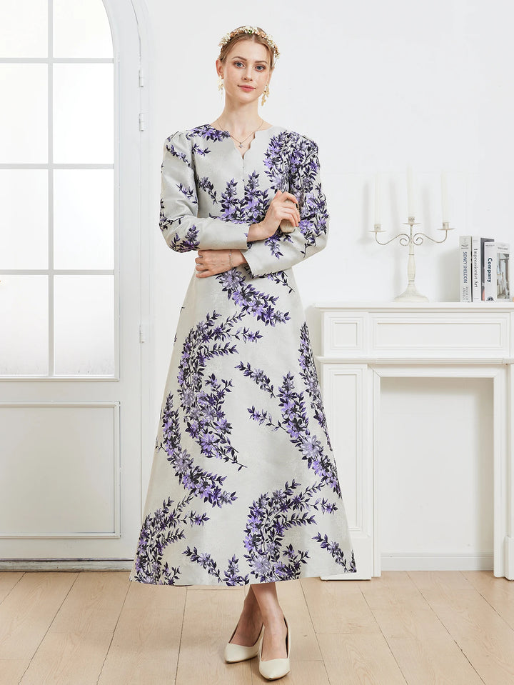 Gorgeous Jacquard Floral Maxi Dress