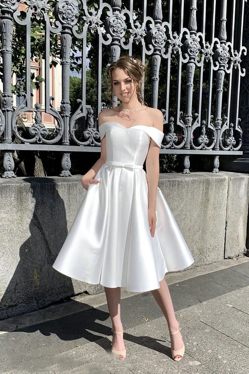 Simple Short Corset Bridal Dress