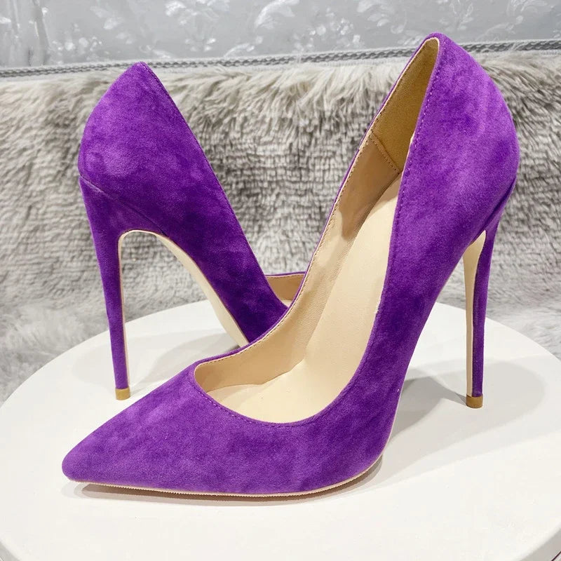 Trendy Suede Flock Stiletto Heels
