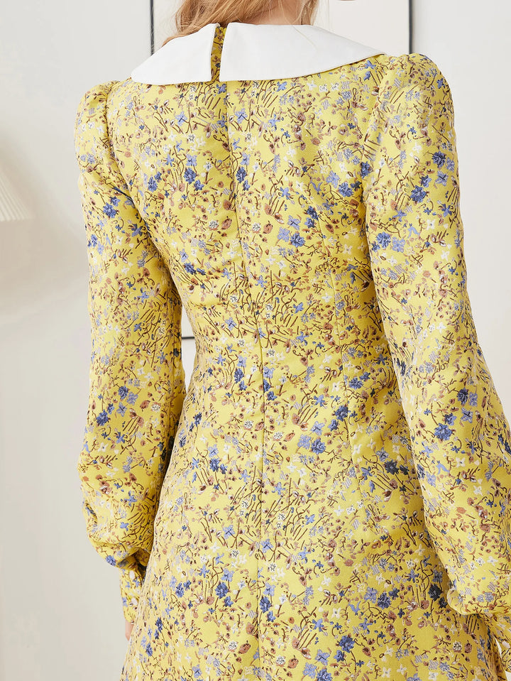 Floral Jacquard A-Line Maxi Dress