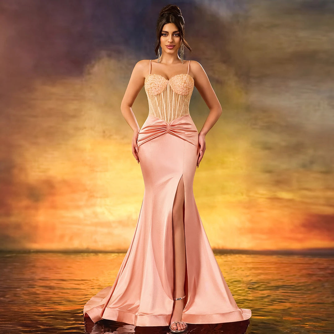 Charming Textured Spaghetti Straps Evening Gown