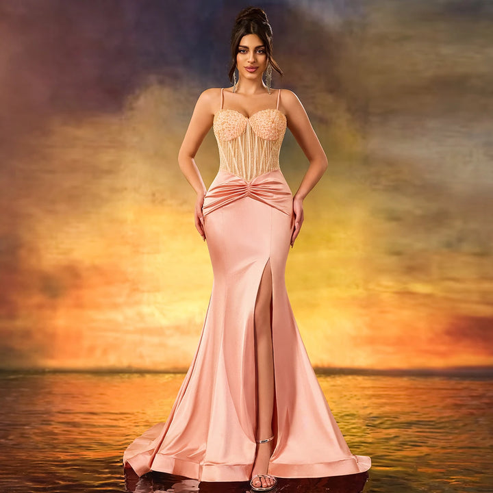 Charming Textured Spaghetti Straps Evening Gown