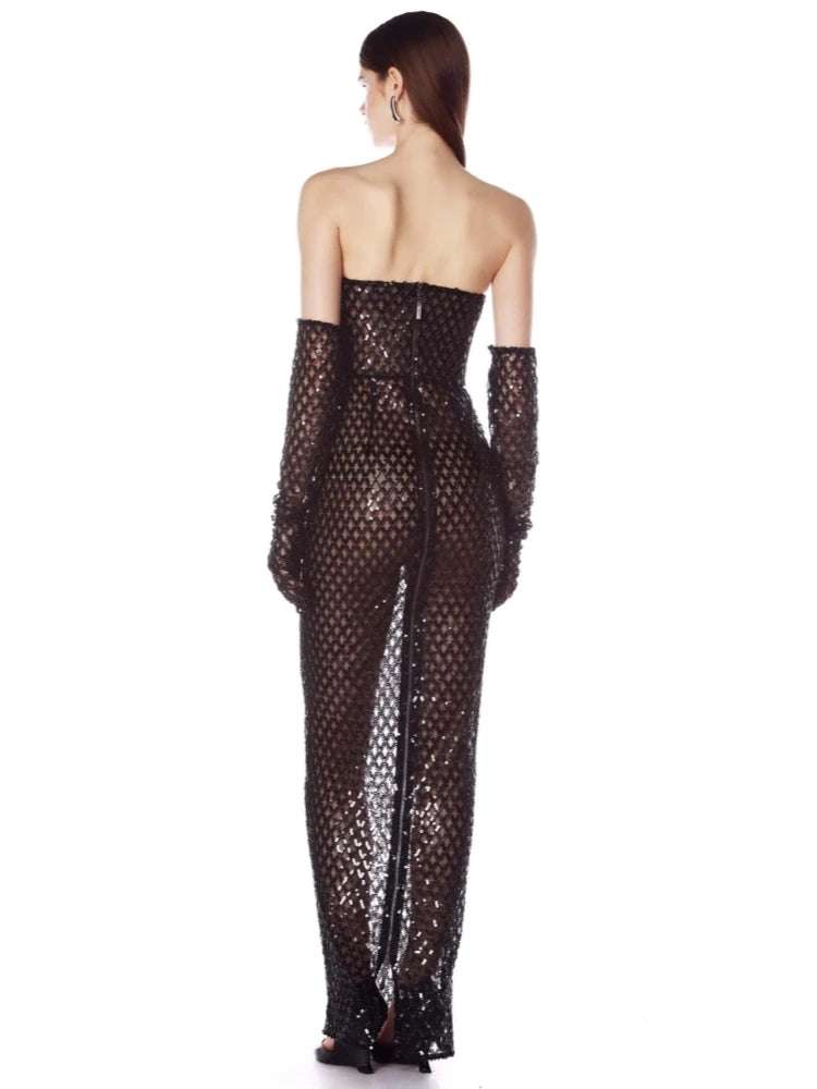 Smart Mesh Sequins Bow Dress