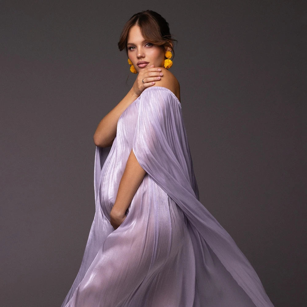 Luxurious Off-Shoulder Maternity Photography Gown