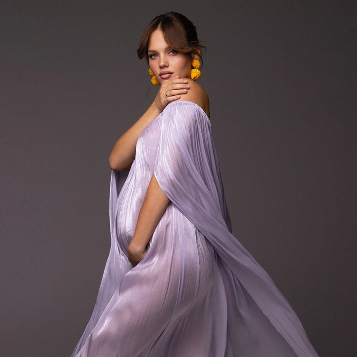 Luxurious Off-Shoulder Maternity Photography Gown