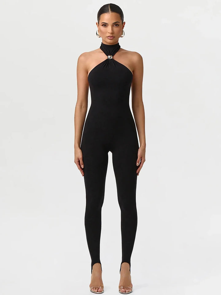 Stunning Halter Off-shoulder Slim Jumpsuit