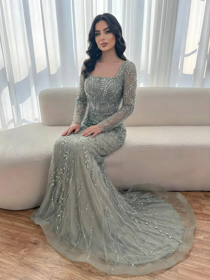 Luxury Beaded Long Evening Dress