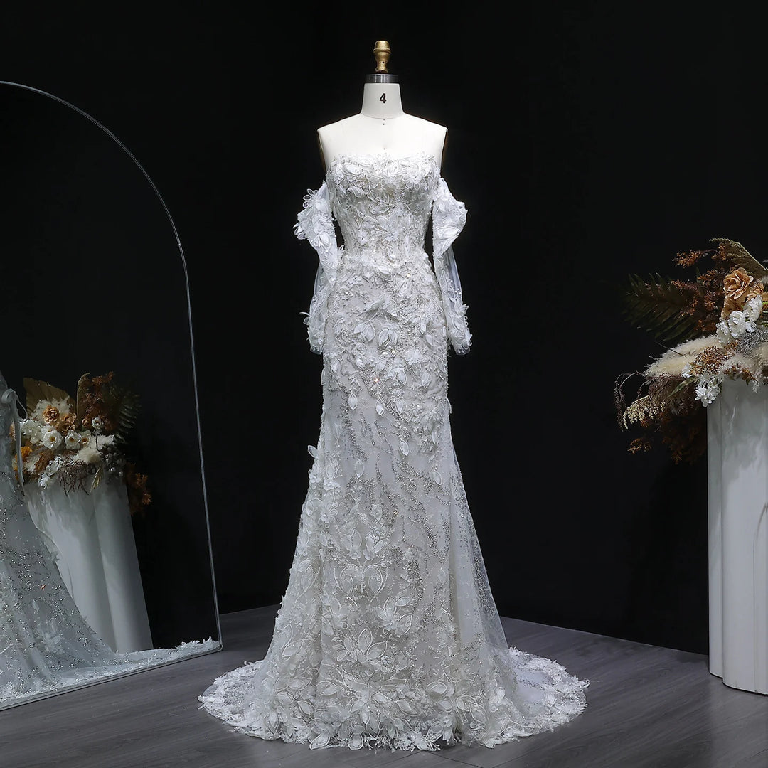 Modern Appliques Tulle Bridal Couture