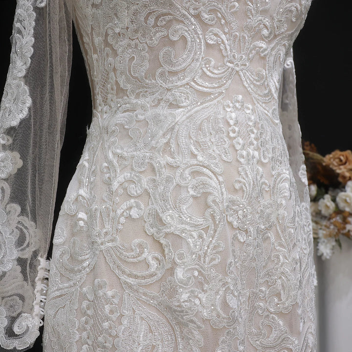 Romantic Long Sleeves Princess Wedding Gown