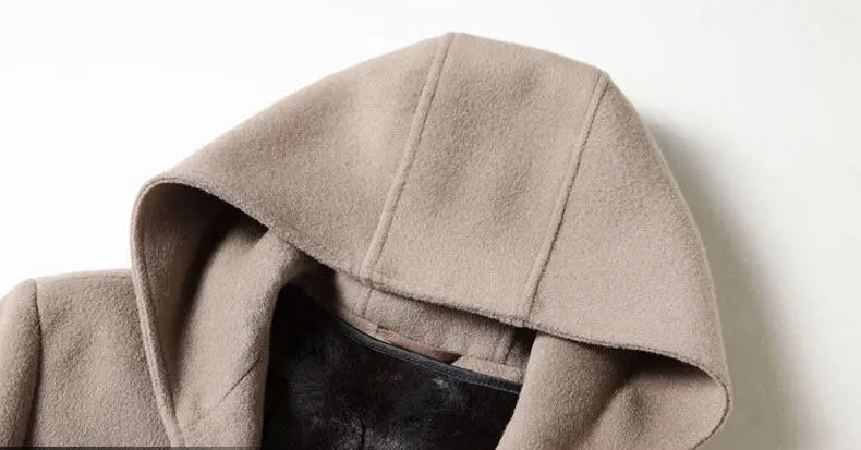 Luxury Woolen Hooded Overcoat